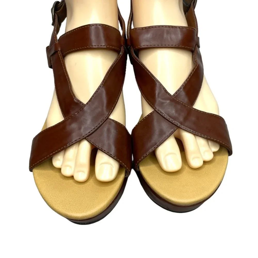 Unlisted Kenneth C. Womens‎ Super Buy Brown Faux Leather Platform Wedge Size 9.5